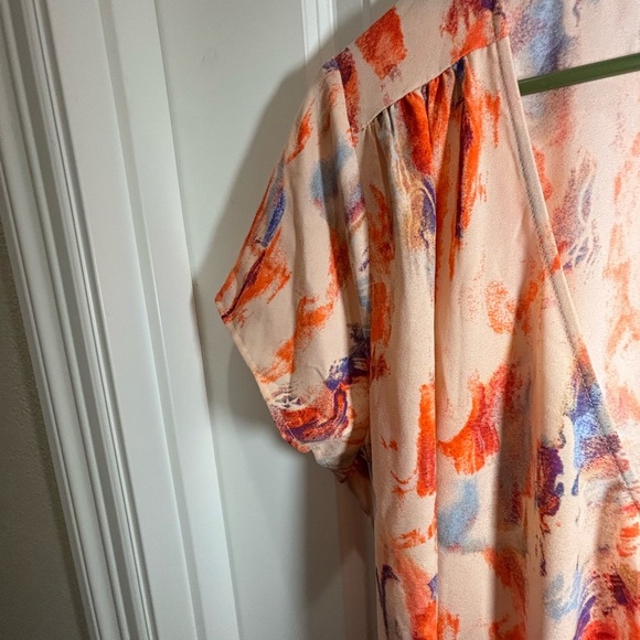 Halogen orange/pink cloud wash wrap dress s: 2x - Picture 4 of 7